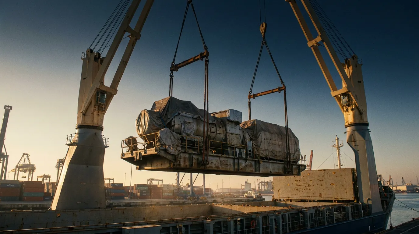 Heavy-lift project cargo operation at a port